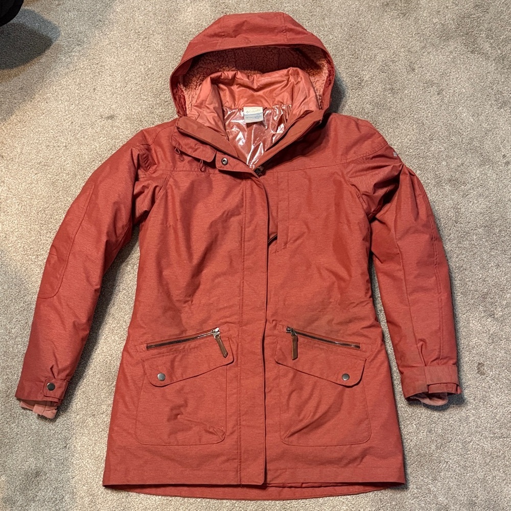 Columbia Peach Interchange Omni Heat Winter Ski Full Zip‎ Hooded Jacket Size M